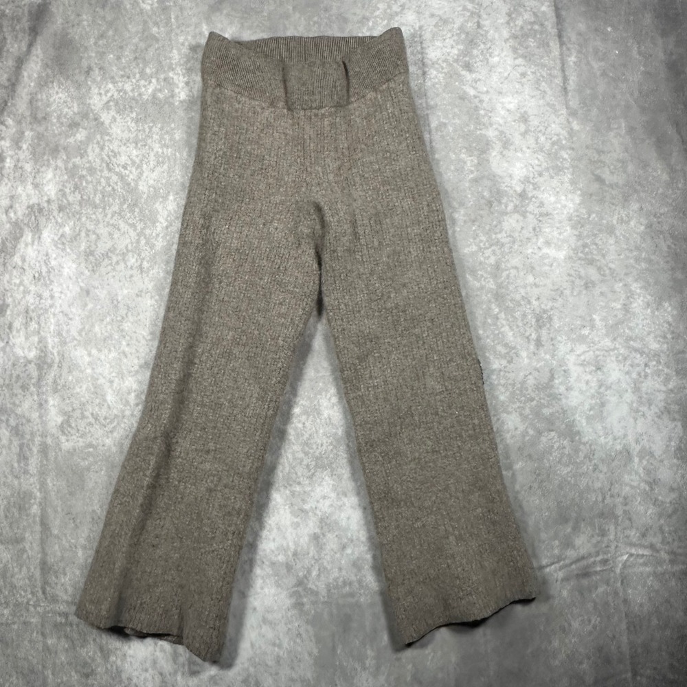 Alo Yoga Kids Ribbed Knit Flared Lounge Pants Brown Size Small 6-7 Elastic Waist